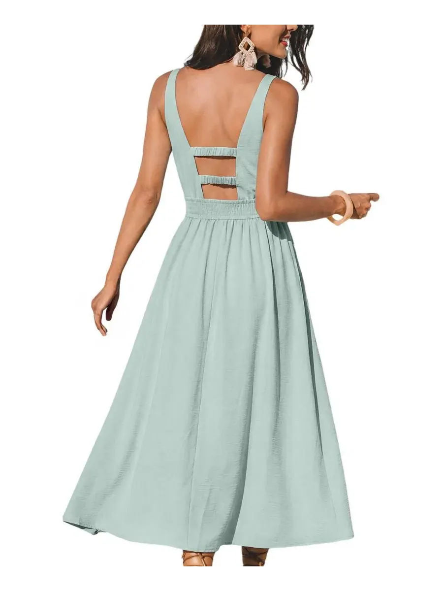 Платье-миди без рукавов Grand Entrance Green Midi Dress Cupshe — изображение 2 из 3, светлый/зеленый