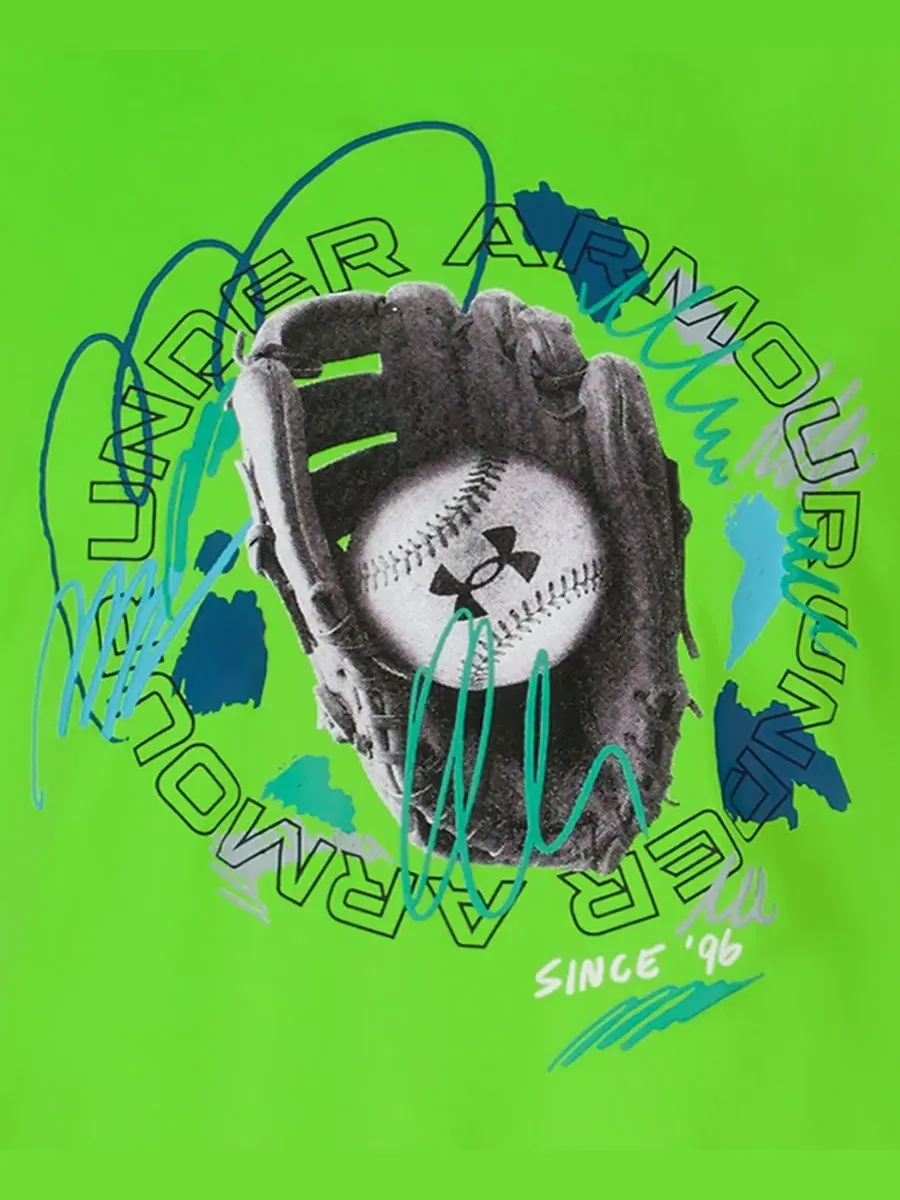 Детская футболка с коротким рукавом Tech Curve Ball для мальчиков 2T-7 Under Armour — изображение 5 из 5, зеленый