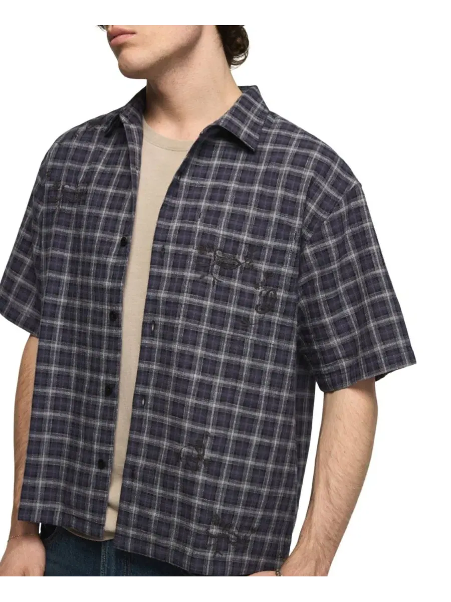 Рубашка с вышивкой в клетку Lucky Brand — изображение 2 из 7, темно-синий мульти