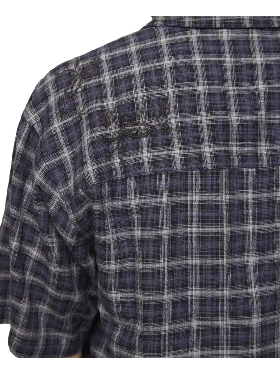 Рубашка с вышивкой в клетку Lucky Brand — изображение 5 из 7, темно-синий мульти
