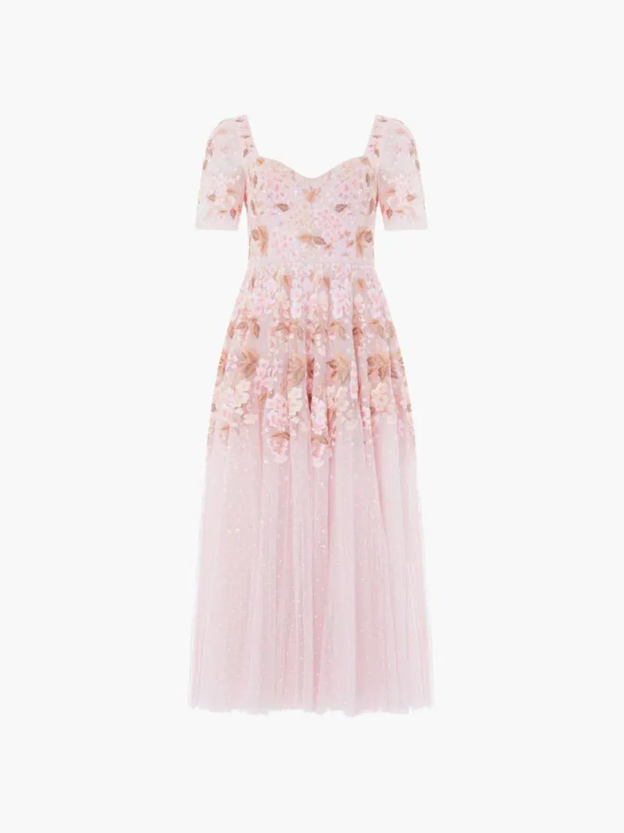 Платье с коротким рукавом Wisteria Sweetheart Needle & Thread — изображение 2 из 4, розовый