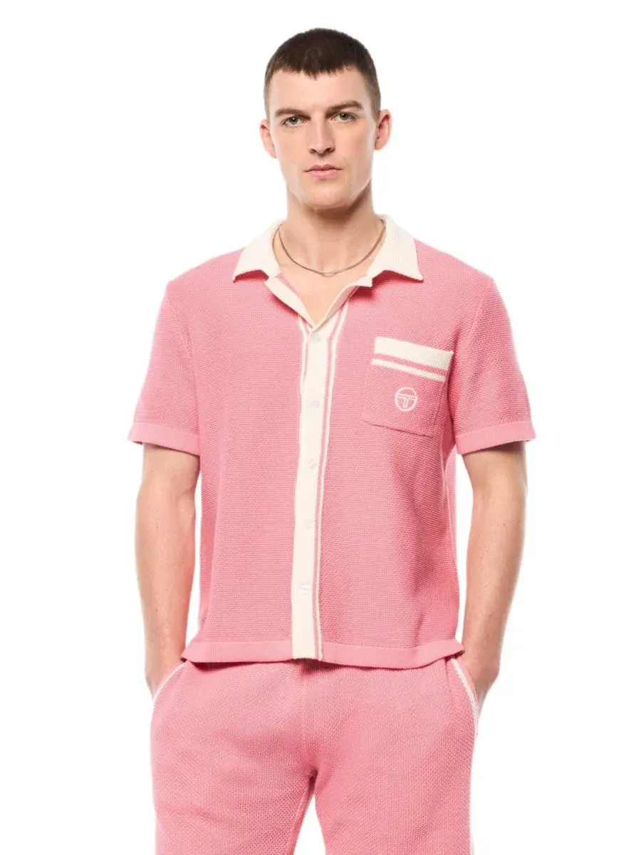 Рубашка-поло из кружева Fratelli Crochet Cabana Sergio Tacchini — изображение 1 из 5, розовый