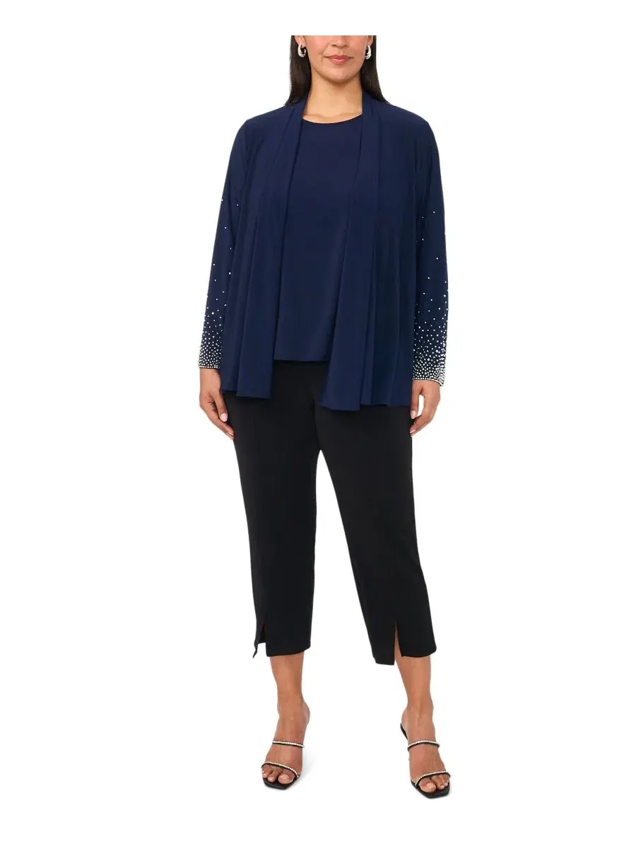 Топ с длинным рукавом Plus-Size Long-Sleeve Round Neck MSK — изображение 2 из 4, темно-синий