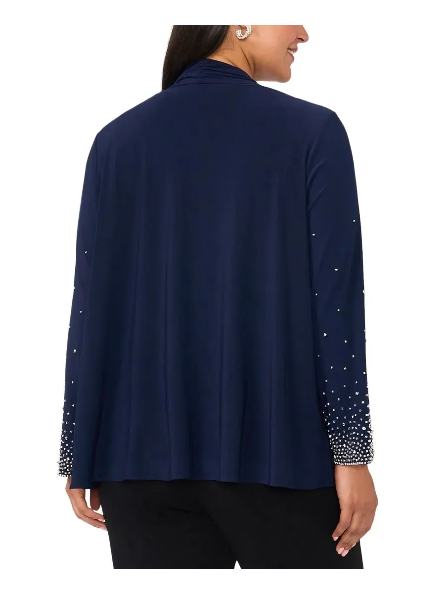 Топ с длинным рукавом Plus-Size Long-Sleeve Round Neck MSK — изображение 3 из 4, темно-синий