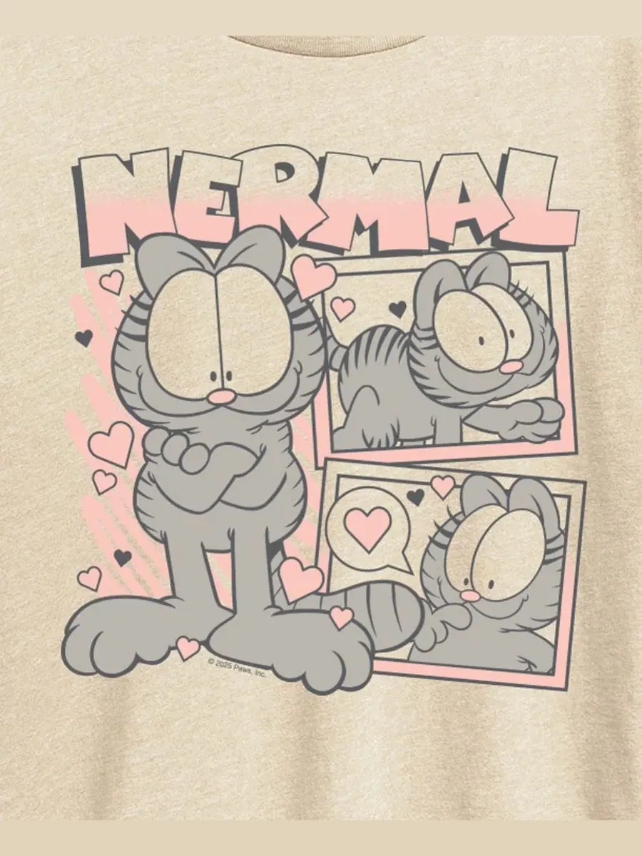 Женская футболка с коротким рукавом и принтом The Garfield Nermal Collage Hybrid Apparel — изображение 3 из 3, березовый