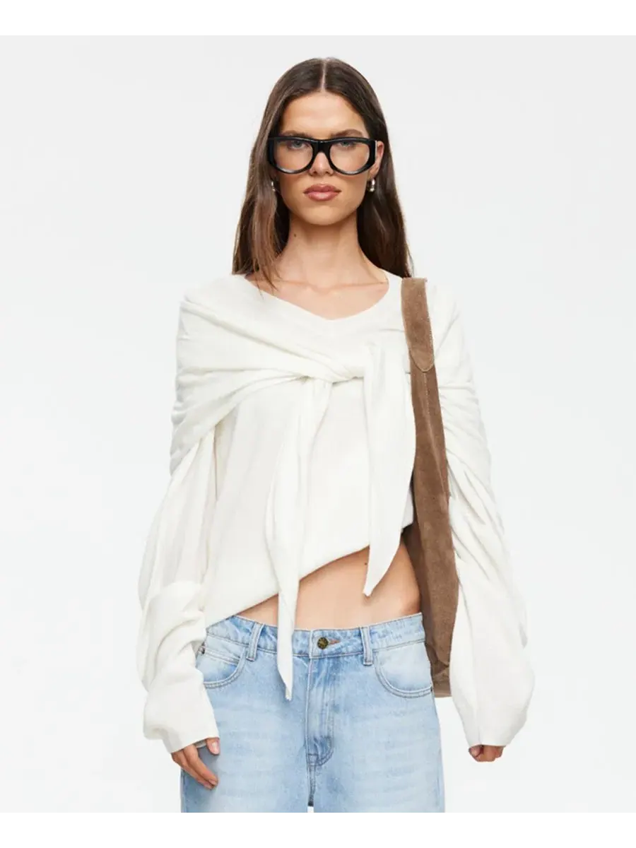 Женский трикотажный топ-накидка Olsen Pull-On Knit Top Lioness — изображение 1 из 15, коричневый