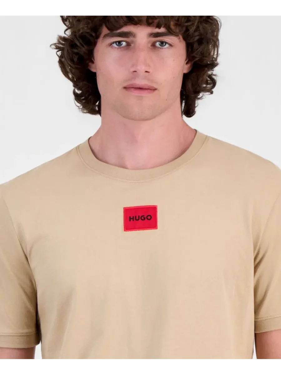 Футболка с логотипом Diragolino Logo Hugo Boss — изображение 2 из 3, бежевый