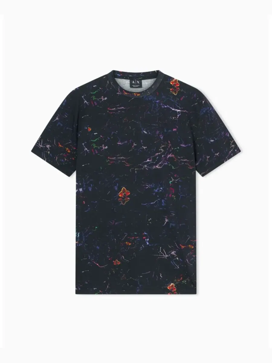 Мужская футболка с коротким рукавом и цветочным принтом A|X Armani Exchange — изображение 4 из 5, цветочный принт