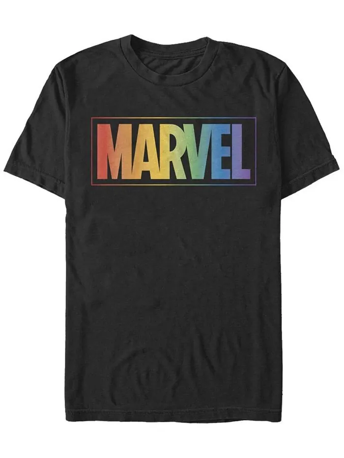 Мужская футболка с коротким рукавом Rainbow Marvel с круглым вырезом Fifth Sun — изображение 1 из 1, черный