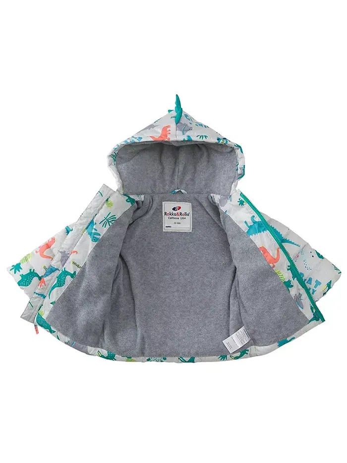 Детская утепленная куртка с капюшоном для мальчиков Baby Fleece Rokka&Rolla — изображение 4 из 7, серый