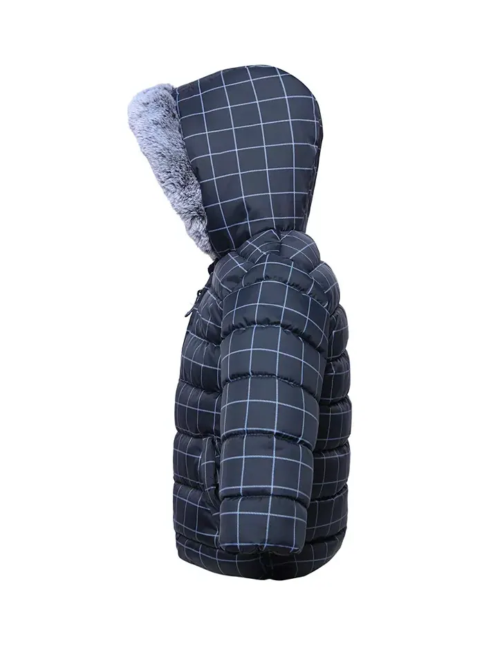 Детская утепленная куртка с капюшоном для мальчиков Baby Fleece Rokka&Rolla — изображение 2 из 7, темный серый/белый
