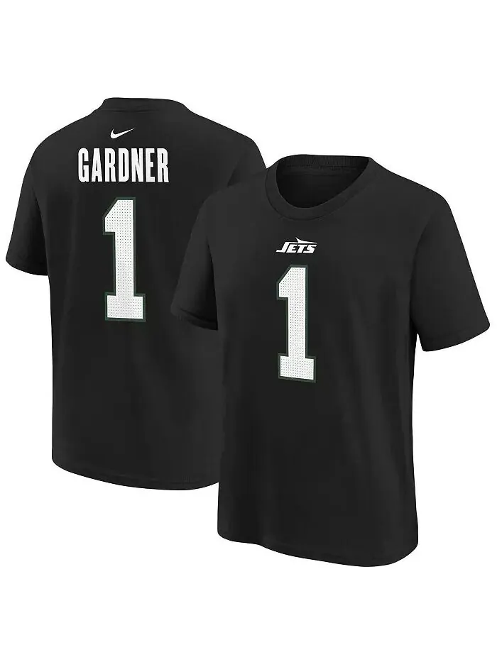 Черная футболка с именем и номером игрока Big Boys and Girls Ahmad Sauce Gardner New York Jets Nike — изображение 1 из 3