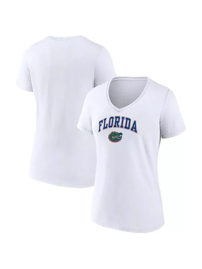 Белая женская футболка с v-образным вырезом Florida Gators Evergreen Campus Fanatics — изображение 1 из 1, белый