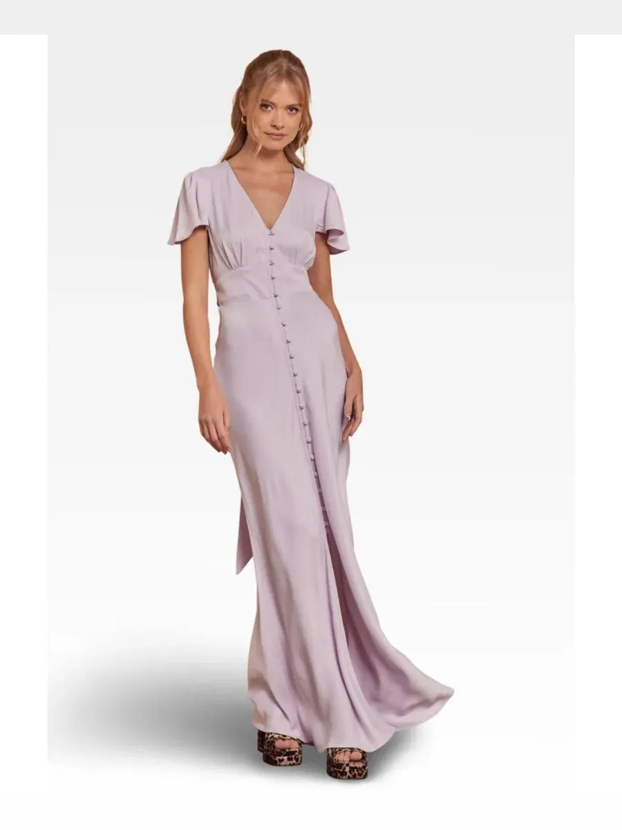 Платье-миди из атласа Chelsea Satin V-Neck Bridesmaid Dress Maids to Measure