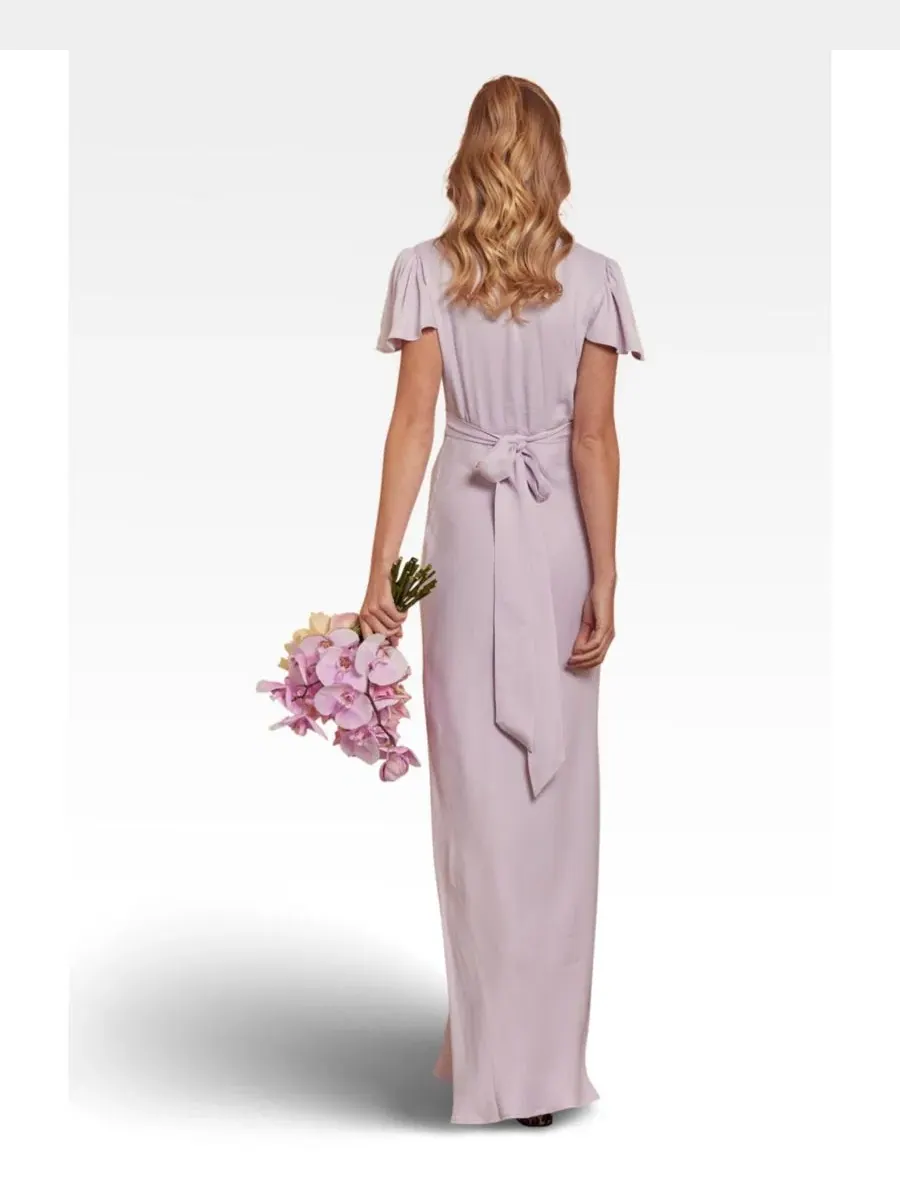 Платье-миди из атласа Chelsea Satin V-Neck Bridesmaid Dress Maids to Measure — изображение 3 из 8, фиолетовый
