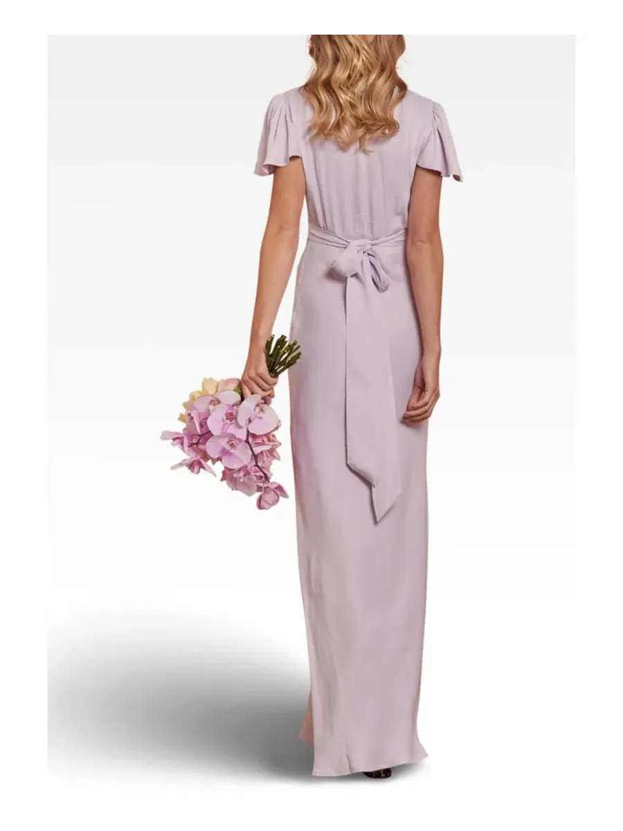 Платье-миди из атласа Chelsea Satin V-Neck Bridesmaid Dress Maids to Measure — изображение 7 из 8, фиолетовый