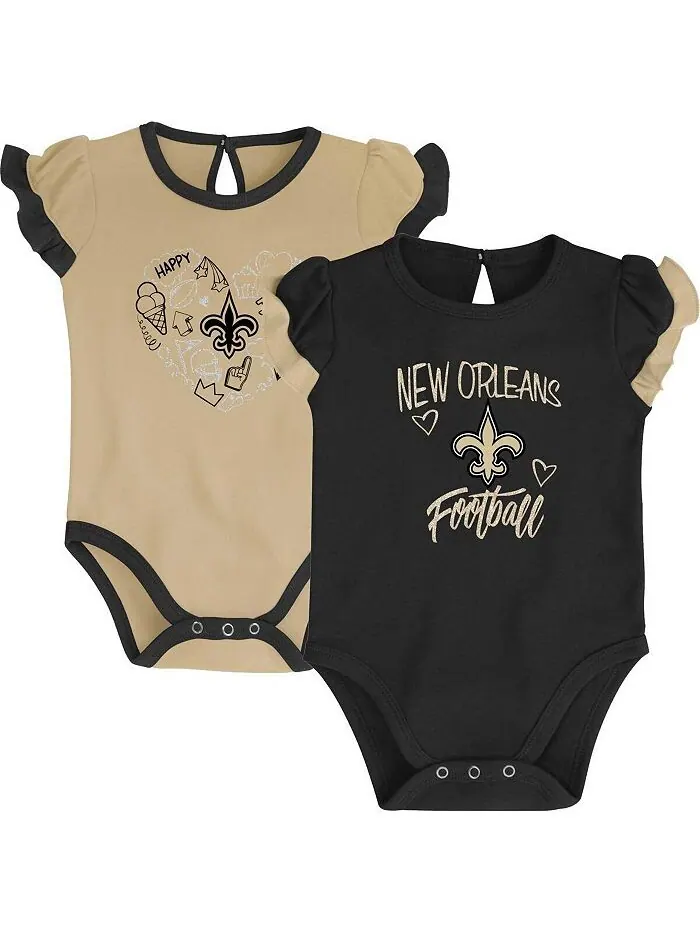 Комплект боди из двух частей New Orleans Saints Too Much Love для новорожденных — изображение 1 из 3, черный золотистый