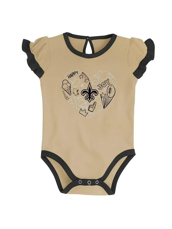 Комплект боди из двух частей New Orleans Saints Too Much Love для новорожденных — изображение 2 из 3, черный золотистый