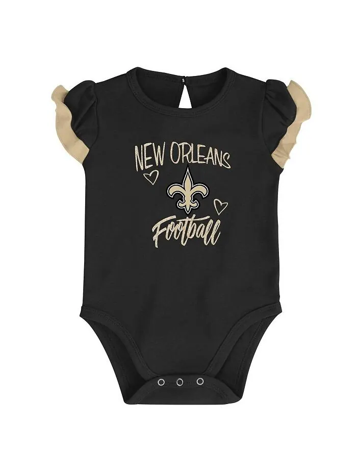 Комплект боди из двух частей New Orleans Saints Too Much Love для новорожденных — изображение 3 из 3, черный золотистый