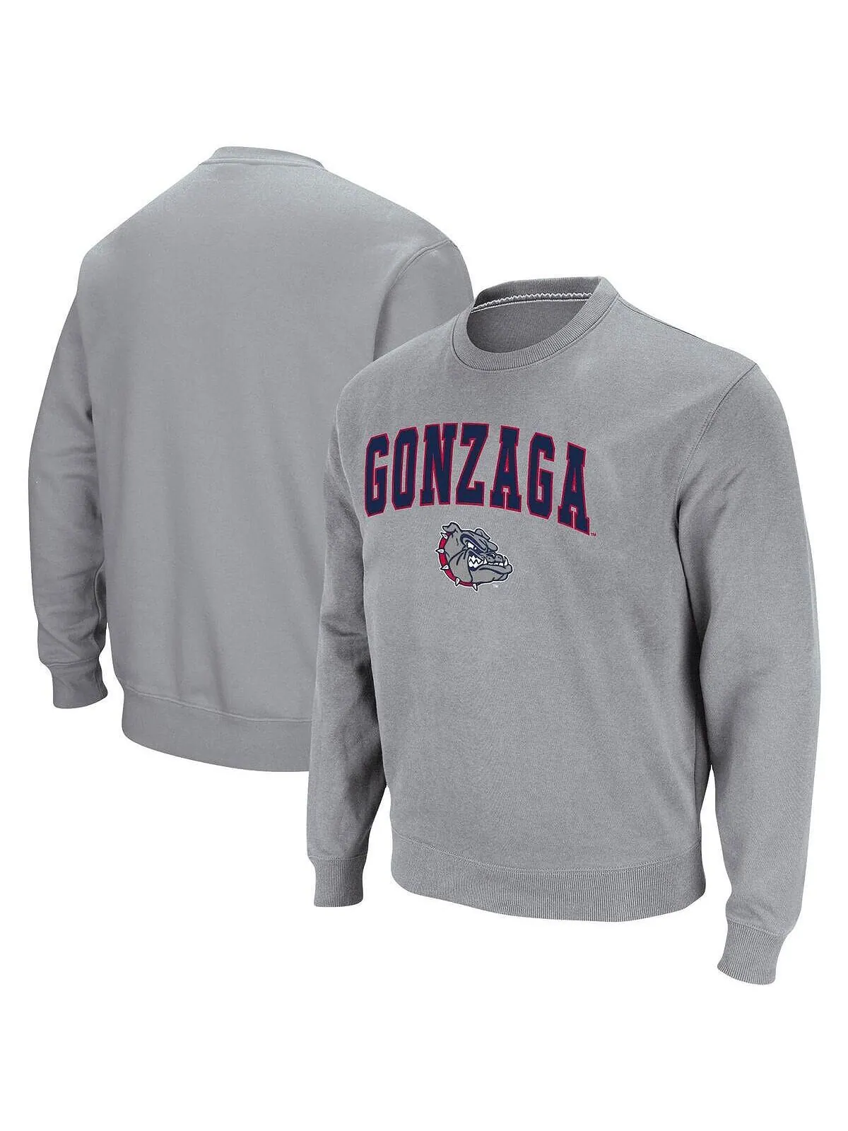 Мужская серая толстовка с мелким принтом gonzaga bulldogs arch & logo tackle twill pullover — изображение 1 из 2, серый