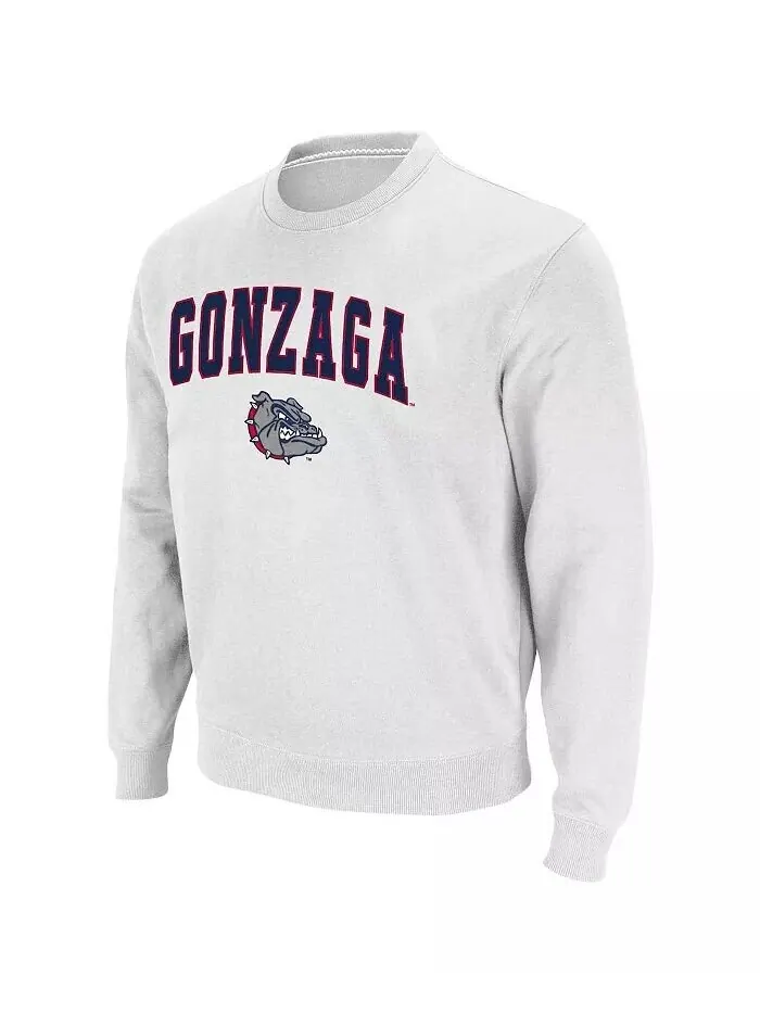 Мужская толстовка-пуловер из твила Gonzaga Bulldogs Arch & Logo Tackle Colosseum — изображение 2 из 5, белый
