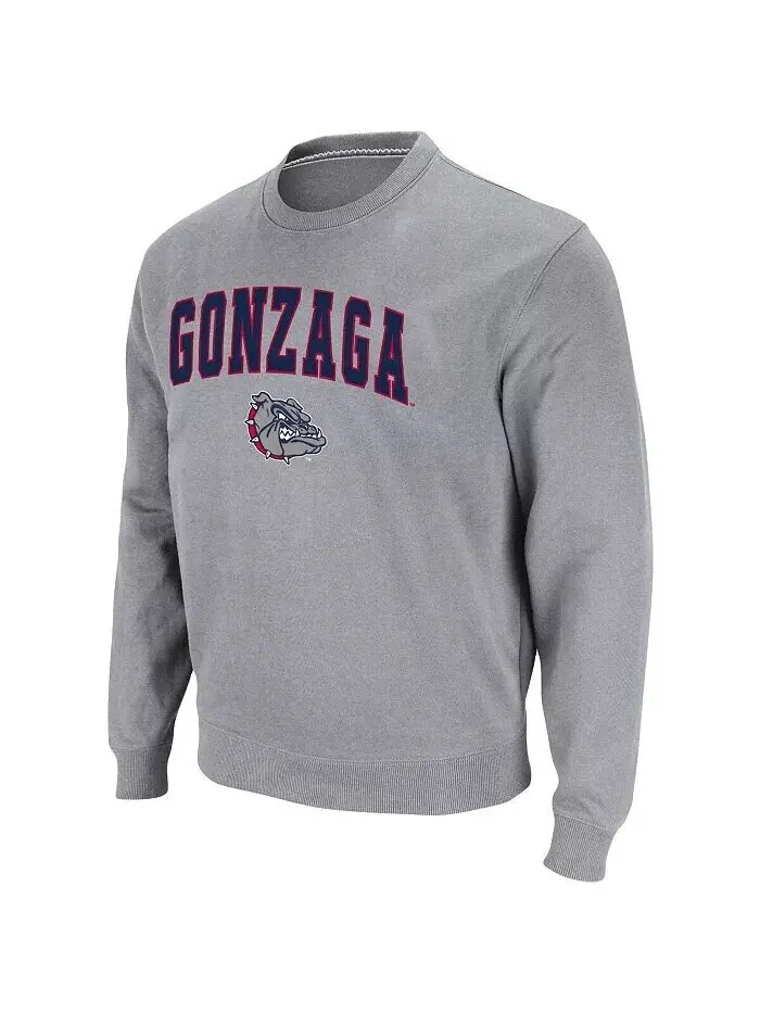 Мужская толстовка-пуловер из твила Gonzaga Bulldogs Arch & Logo Tackle Colosseum — изображение 4 из 5, белый