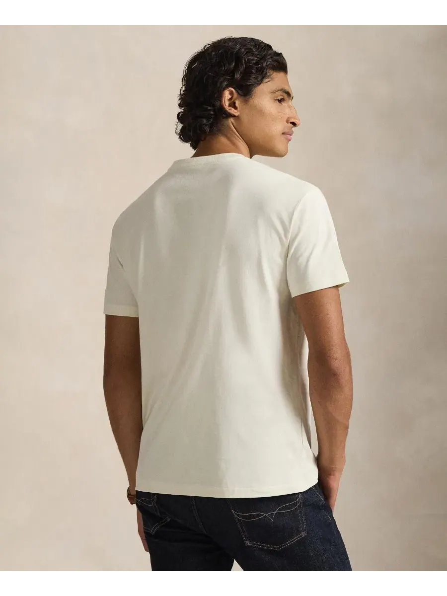 Мужская футболка V-образным вырезом Classic-Fit с вышитой эмблемой Polo Ralph Lauren — изображение 4 из 5, кремовый