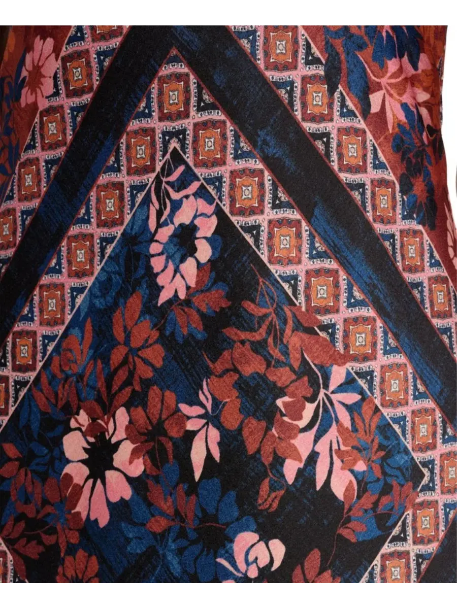 Платье макси с принтом scarf, с V-образным вырезом, без рукавов Halston — изображение 6 из 6