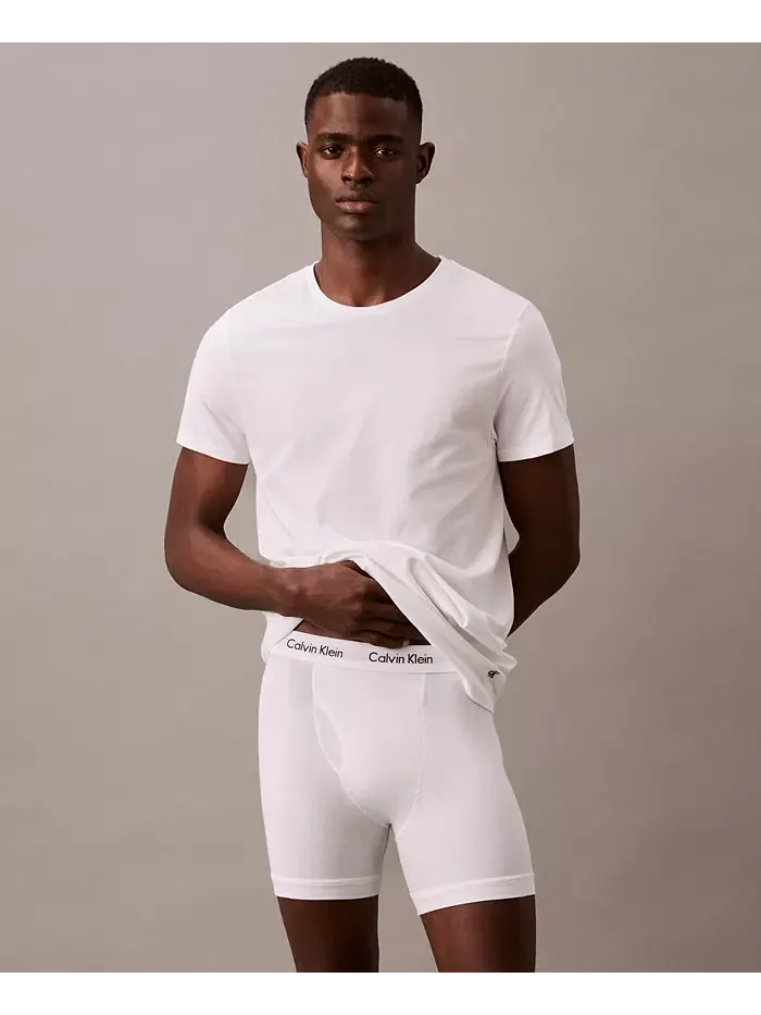 Мужские классические футболки с круглым вырезом, 3 штуки, хлопок Calvin Klein — изображение 2 из 6, белый