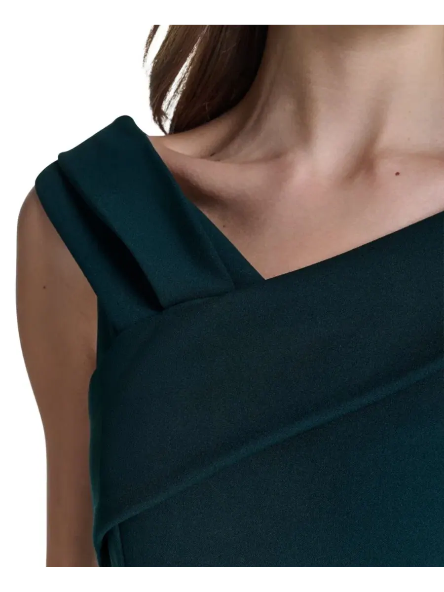 Платье-футляр с асимметричным вырезом, модель X Front Calvin Klein — изображение 4 из 5, малахит