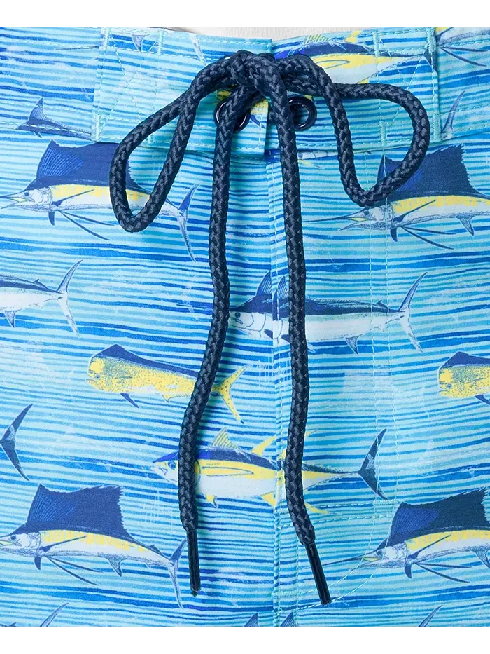 Мужские шорты для серфинга Scribble Fish с завязками, 7" Guy Harvey — изображение 5 из 8, пляжное стекло