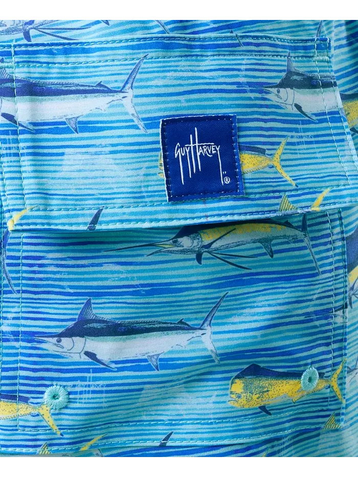 Мужские шорты для серфинга Scribble Fish с завязками, 7" Guy Harvey — изображение 8 из 8, пляжное стекло