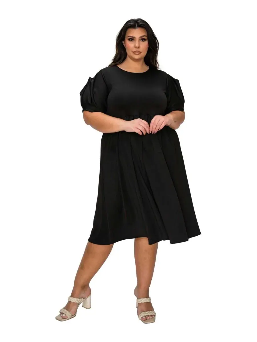 Платье-миди с объемными цветами на рукавах Rosie Florette Sleeve Midi Dress L I V D