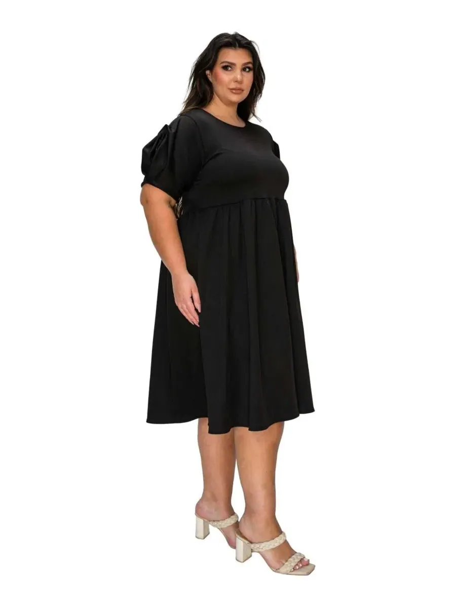 Платье-миди с объемными цветами на рукавах Rosie Florette Sleeve Midi Dress L I V D — изображение 2 из 3, черный