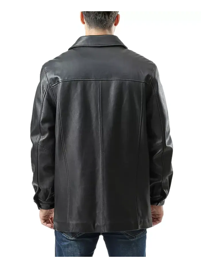 Мужское кожаное пальто Samuel Car Coat - короткое BGSD — изображение 2 из 3, черный