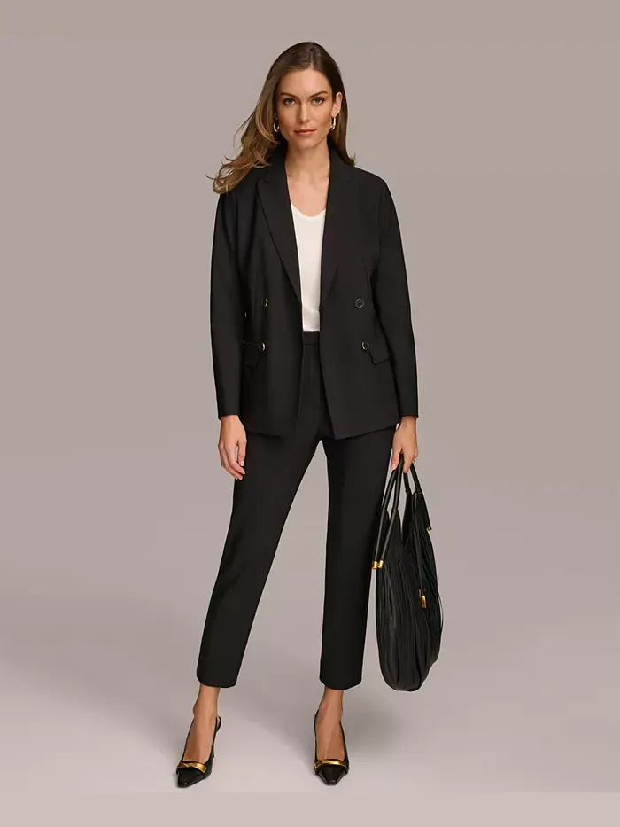 Женские классические брюки прямого кроя Donna Karan New York — изображение 6 из 7, черный