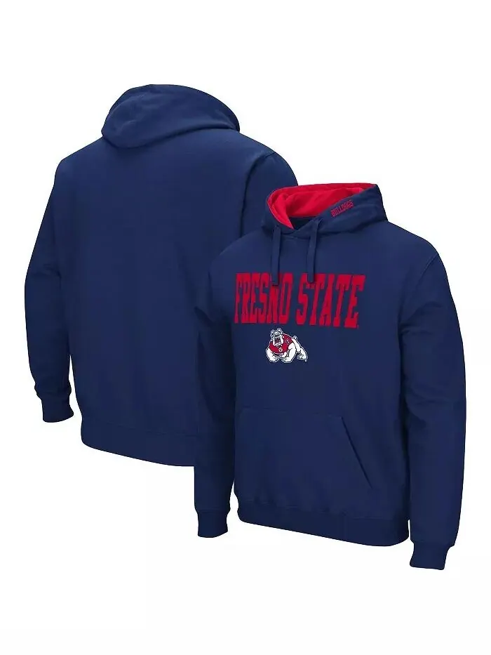 Мужской темно-синий пуловер с капюшоном Fresno State Bulldogs Arch и Logo Colosseum — изображение 1 из 1