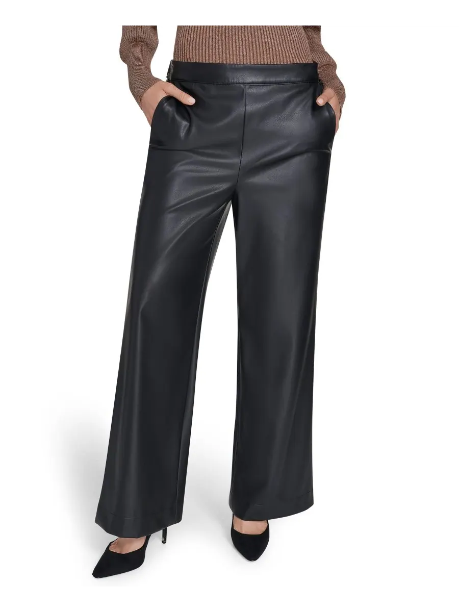 Женские широкие брюки из искусственной кожи Halston