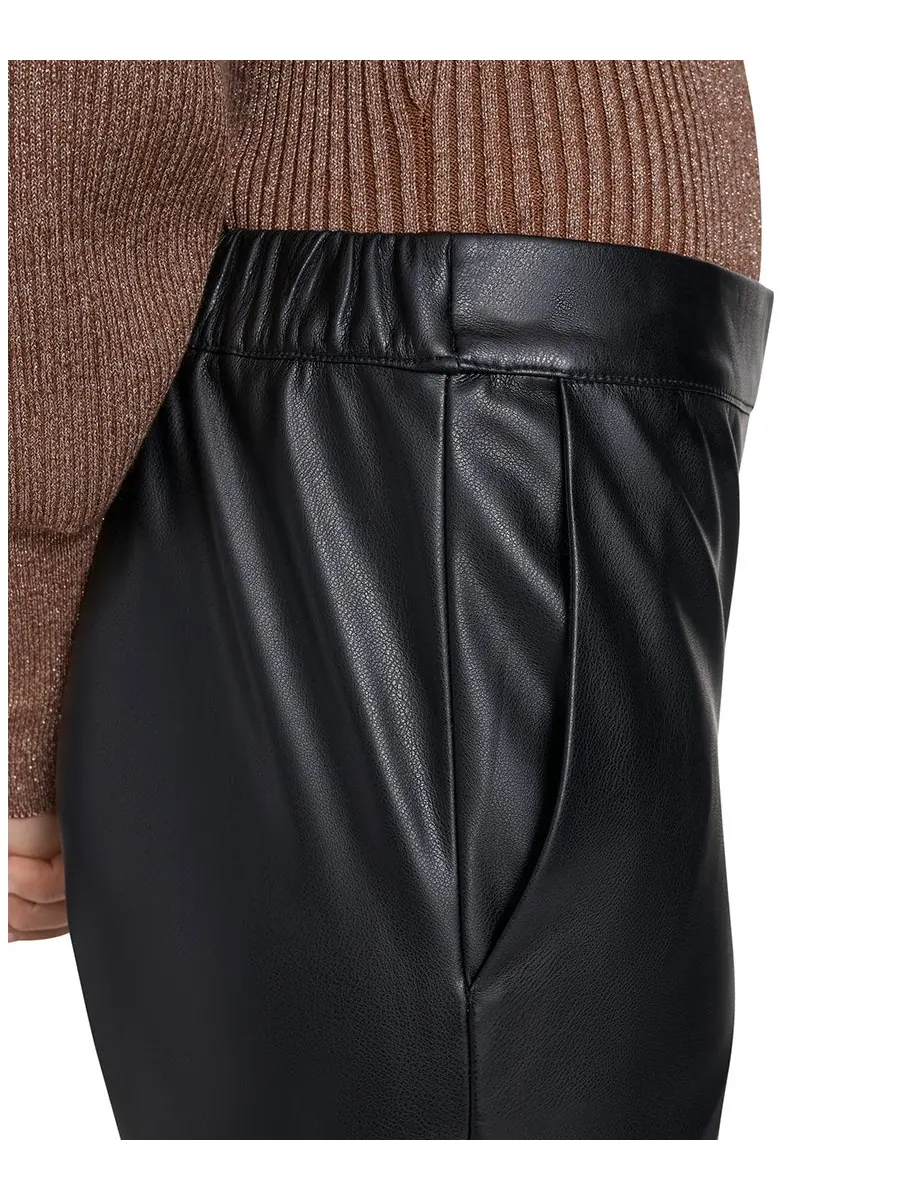 Женские широкие брюки из искусственной кожи Halston — изображение 5 из 6, черный