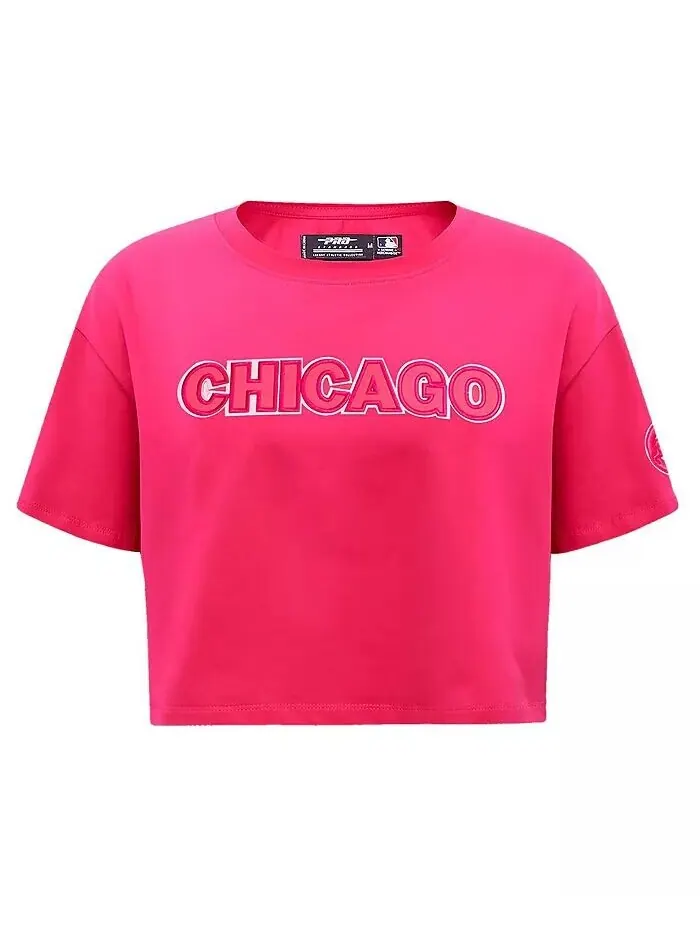 Женская розовая укороченная футболка тройного розового цвета Chicago Cubs Pro Standard — изображение 2 из 4, розовый