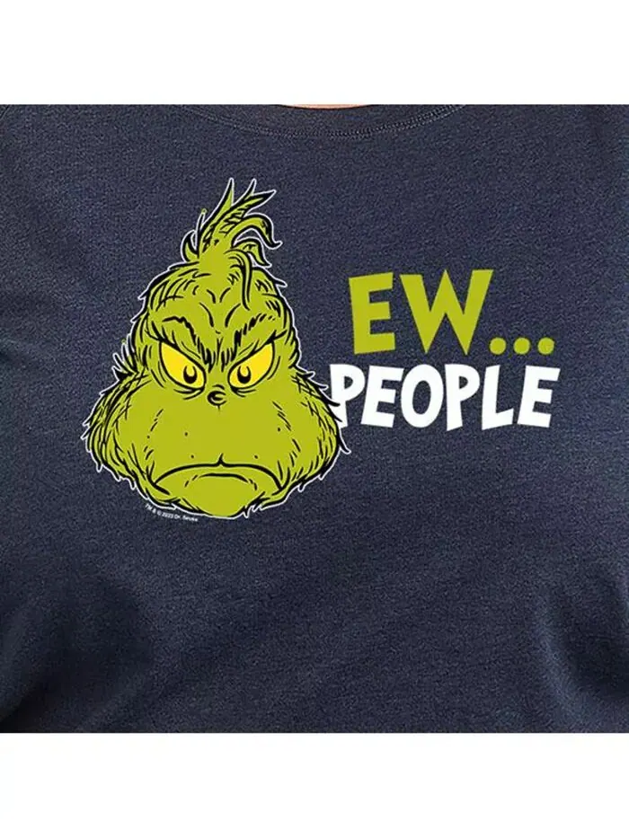 Футболка-пуловер с принтом Grinch Ew People размера плюс Hybrid Apparel — изображение 3 из 3, синий