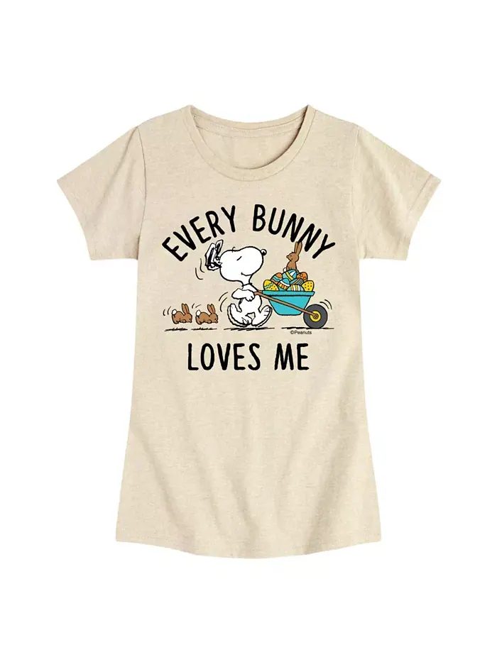 Футболка с коротким рукавом и принтом "Every Bunny Loves Me" для девочек постарше, Snoopy Easter