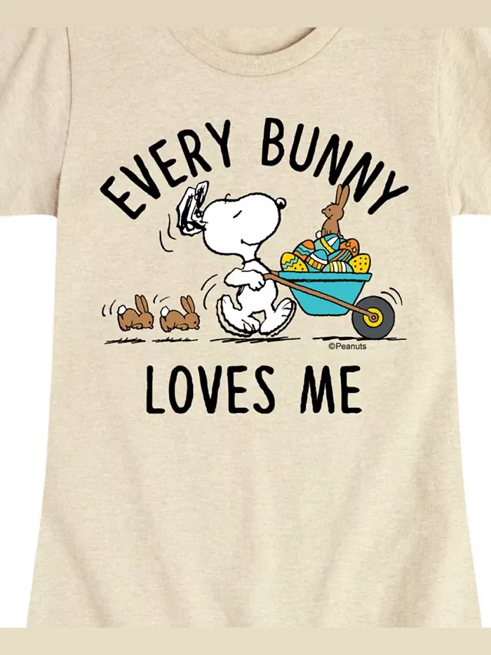 Футболка с коротким рукавом и принтом "Every Bunny Loves Me" для девочек постарше, Snoopy Easter — изображение 3 из 3