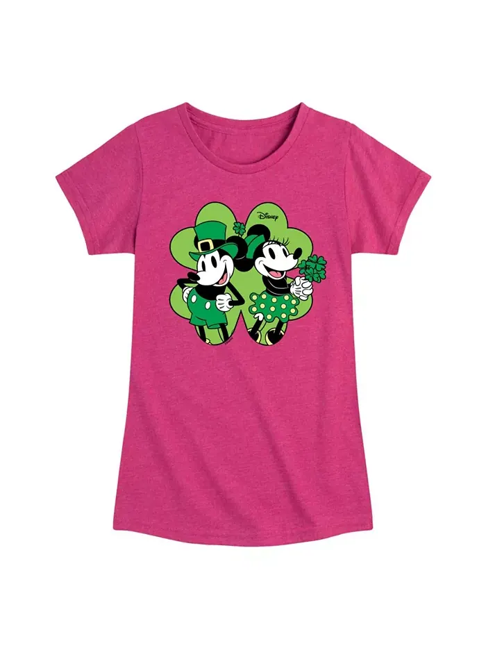 Футболка с коротким рукавом и принтом Minnie Mickey в честь Дня Святого Патрика для девочек — изображение 1 из 3, розовый
