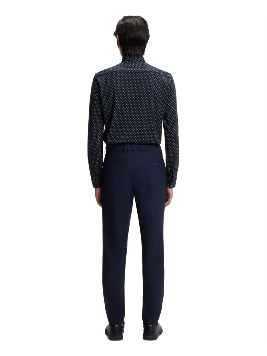 Мужская рубашка приталенного кроя из хлопковой смеси с принтом Hugo Boss — изображение 5 из 7, синий