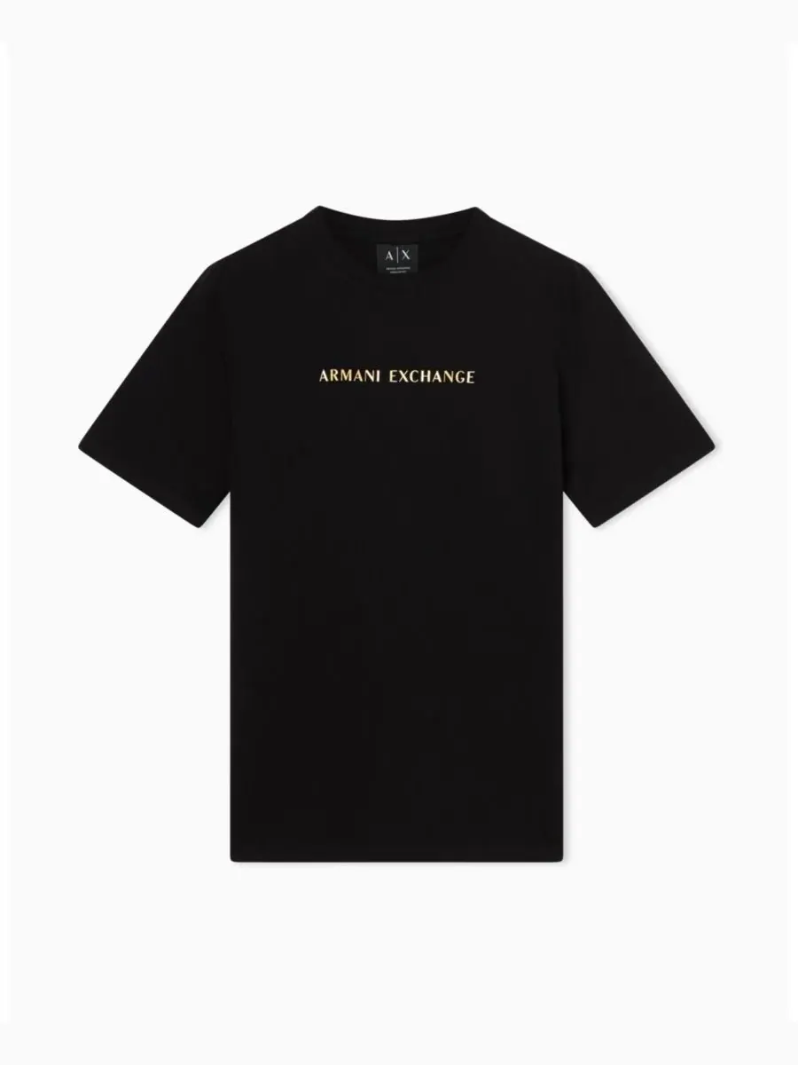 A|X Armani Exchange Мужская черно-золотая футболка — изображение 3 из 5, черный