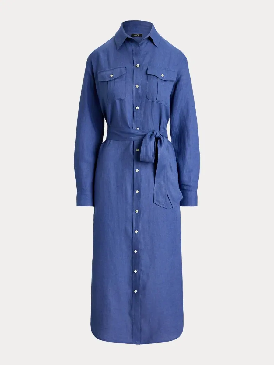 Платье-рубашка миди с воротником-стойкой Lauren Ralph Lauren — изображение 4 из 5, синий