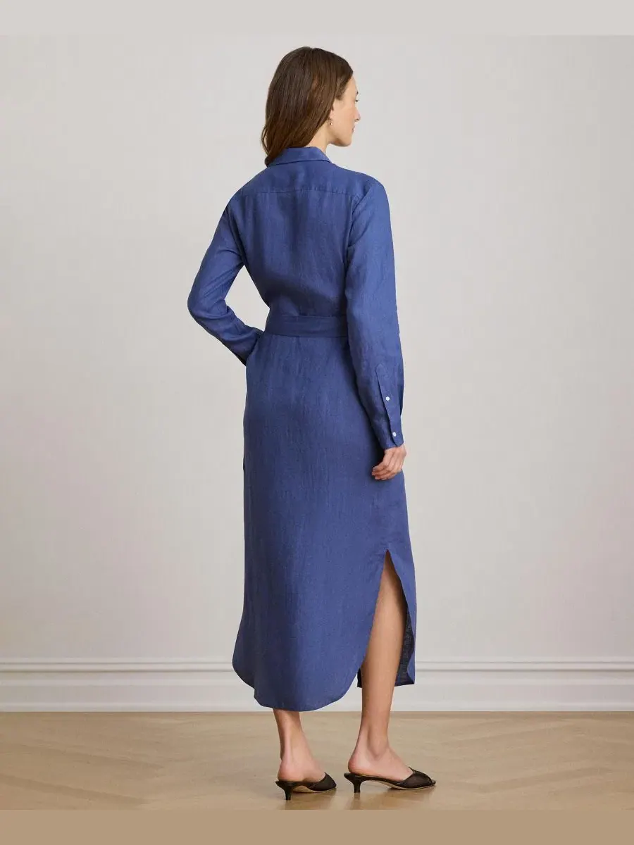 Платье-рубашка миди с воротником-стойкой Lauren Ralph Lauren — изображение 5 из 5, синий