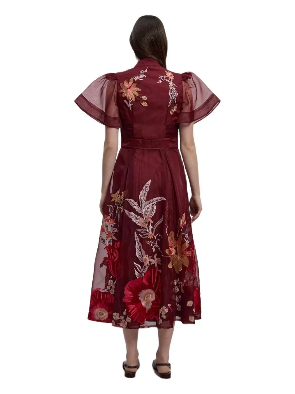Женское вышитое миди-платье с короткими рукавами Karen Millen — изображение 3 из 7, фиолетовый