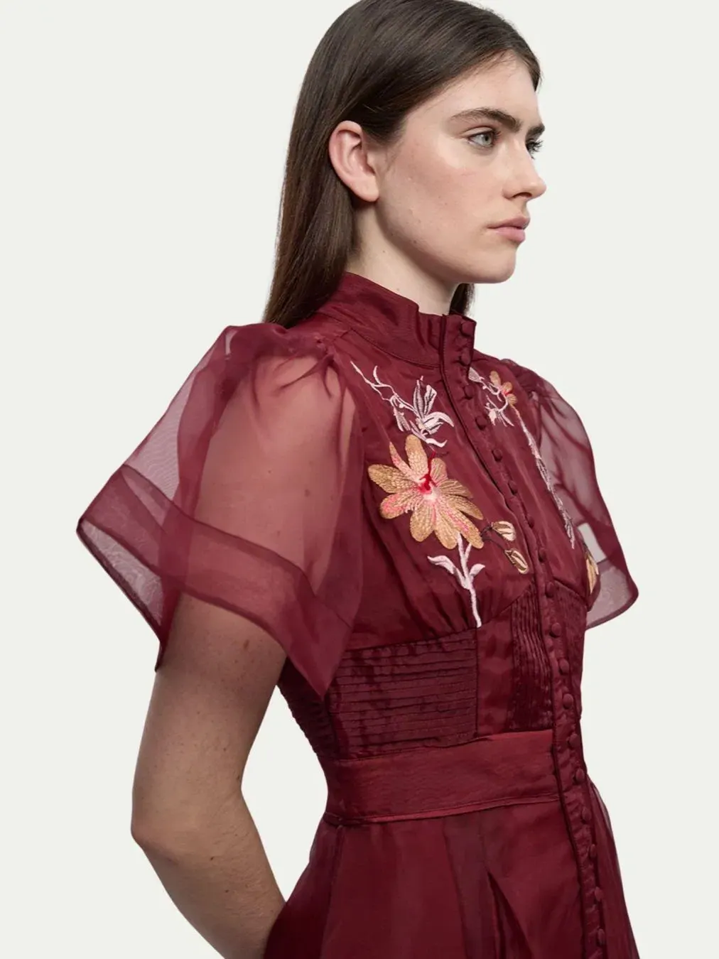 Женское вышитое миди-платье с короткими рукавами Karen Millen — изображение 4 из 7, фиолетовый